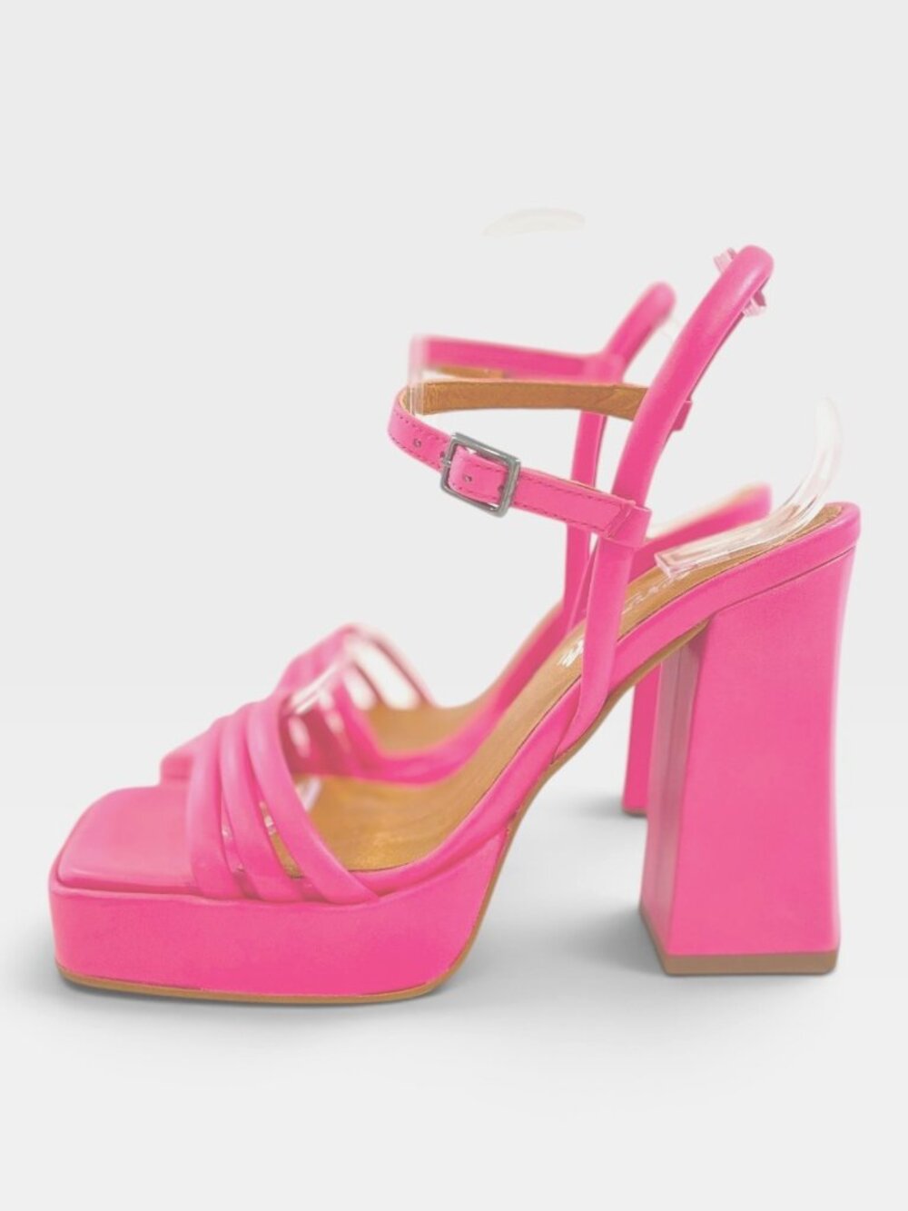 Hot Pink Leather Platform Heels Made in Spain Y2K Maximalist Disco Go-Go Size 38